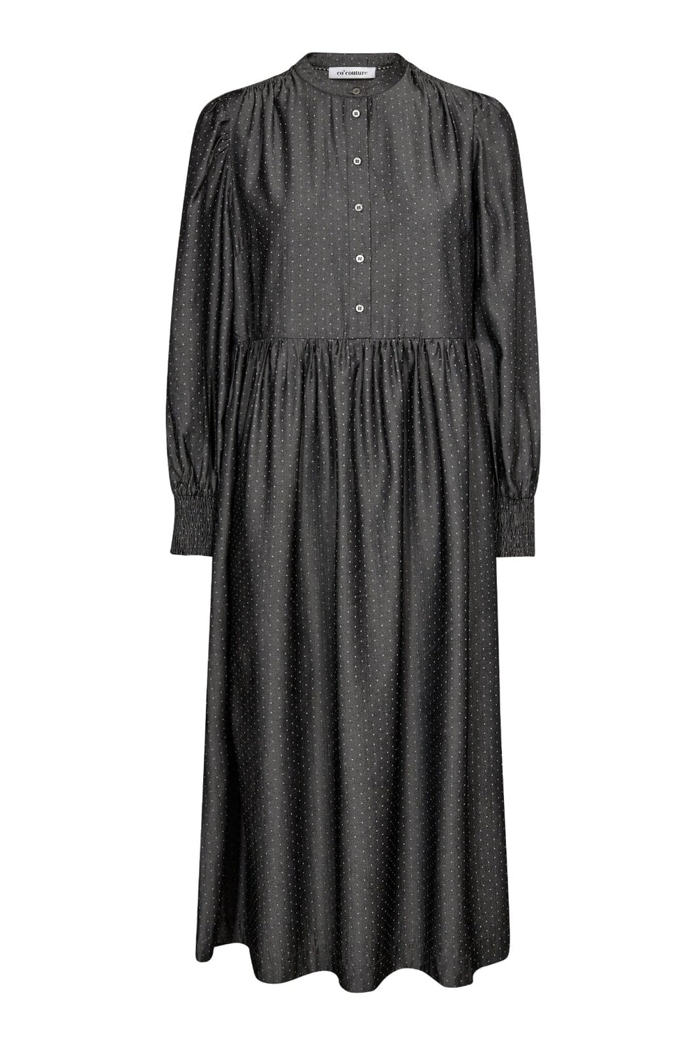 Forudbestilling - Co´couture - Dianacc Dot Placket Dress 36390 - 139 Mid Grey Kjoler