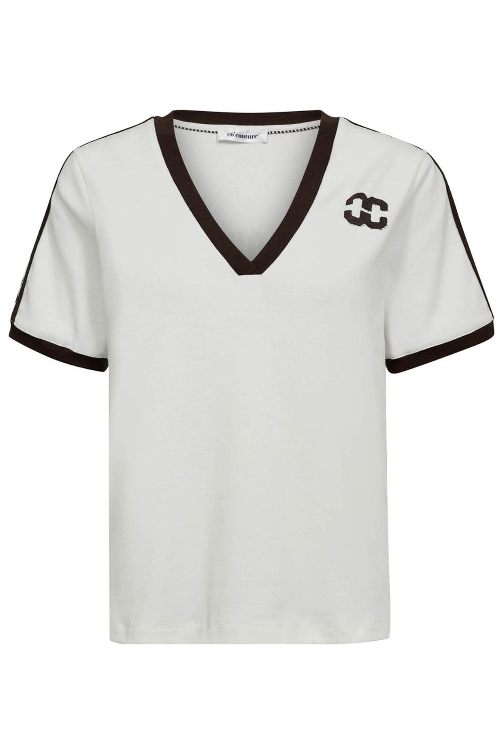 Co´Couture - Edgecc Stripe V-Tee 33161 - 1183 - Offwhite Mocca