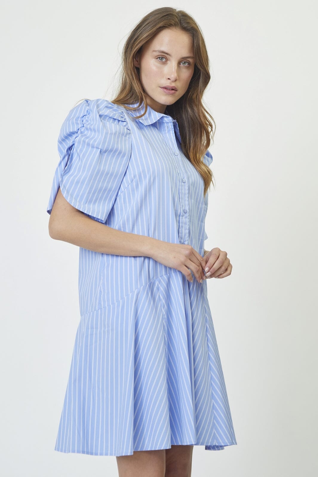 Co´Couture - Micacc Stripe Ss Shirt Dress 36551 - 23 - Pale Blue