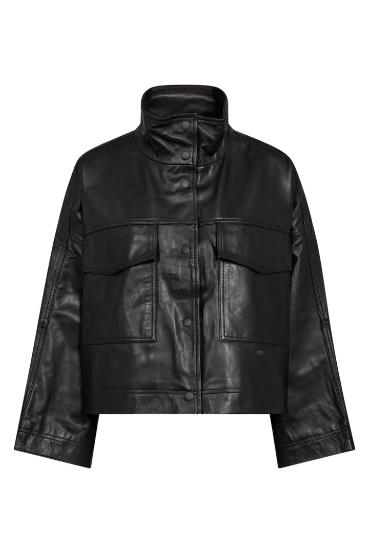 Forudbestilling - Co´couture - Phoebecc Leather Box Jacket 30260 - 96 Black Jakker