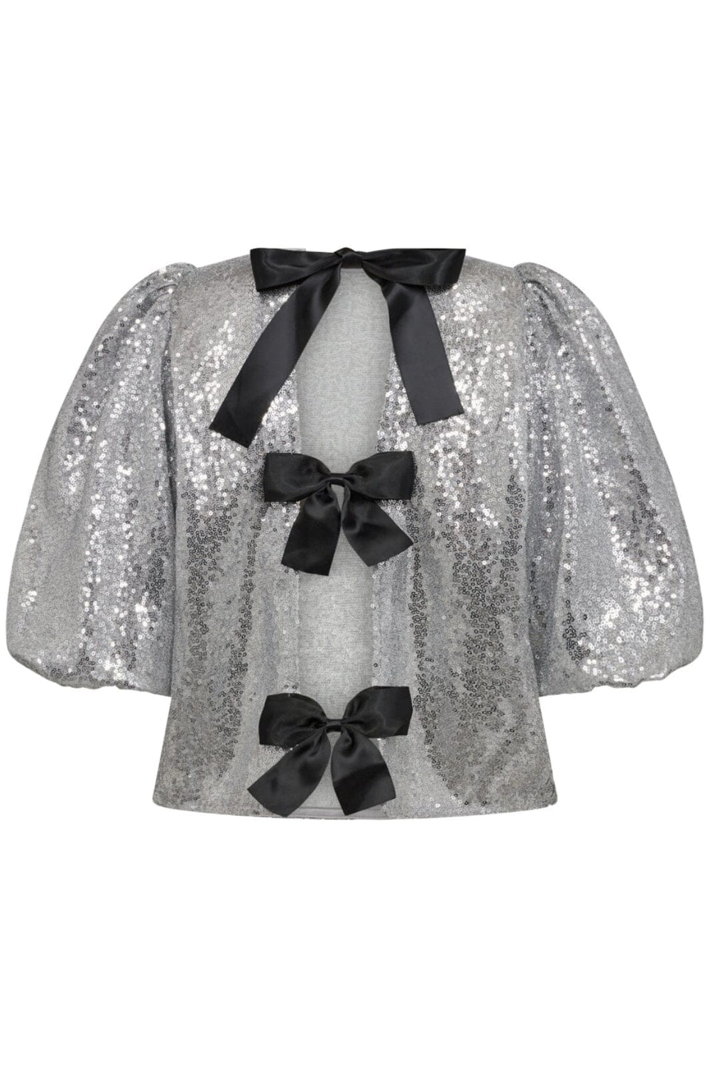 Forudbestilling - Co´couture - Steviecc Sequin Bow Blouse 35333 - 930 Silver Skjorter