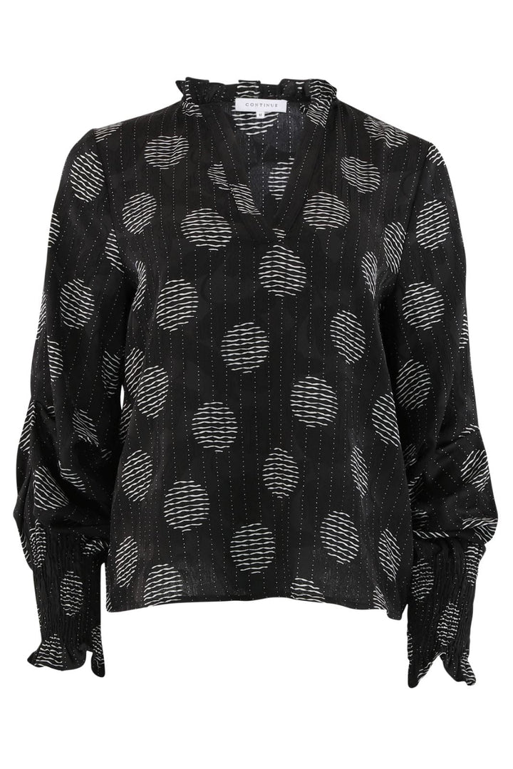 Forudbestilling - Continue - Oda Cirkel Print 14662 - Black Print Bluser