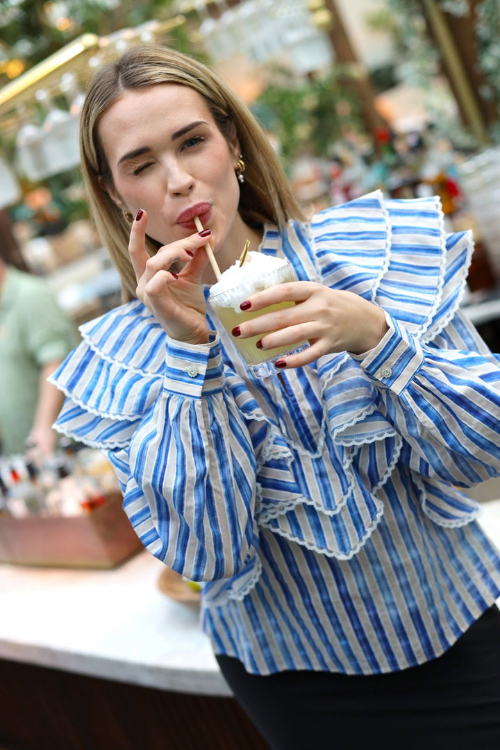 Forudbestilling - Cras - Sylvia Blouse - 7025 7025 Blue Stripe Bluser