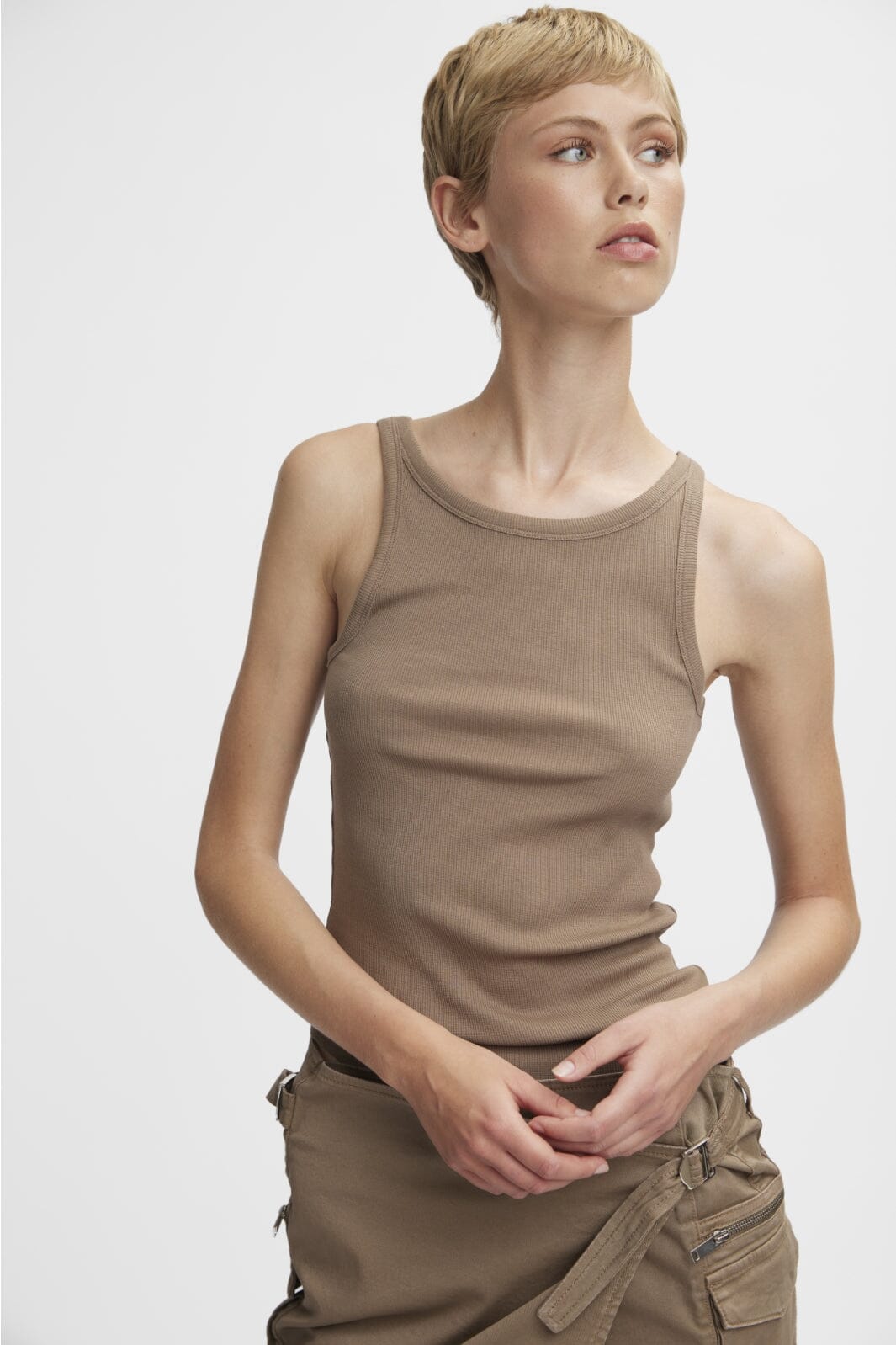 Forudbestilling - Gestuz - DrewGZ SL reversible top - Stone Gray Toppe