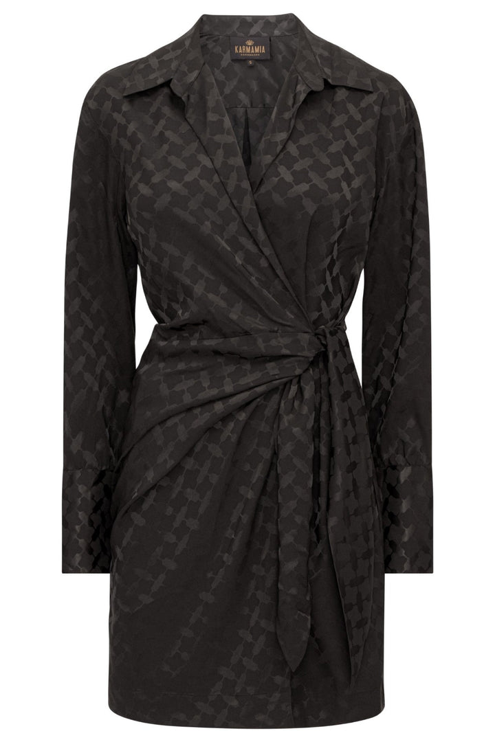 Forudbestilling - Karmamia - Ivy Wrap Dress - Black Keffiyeh Jacquard (September)) Kjoler