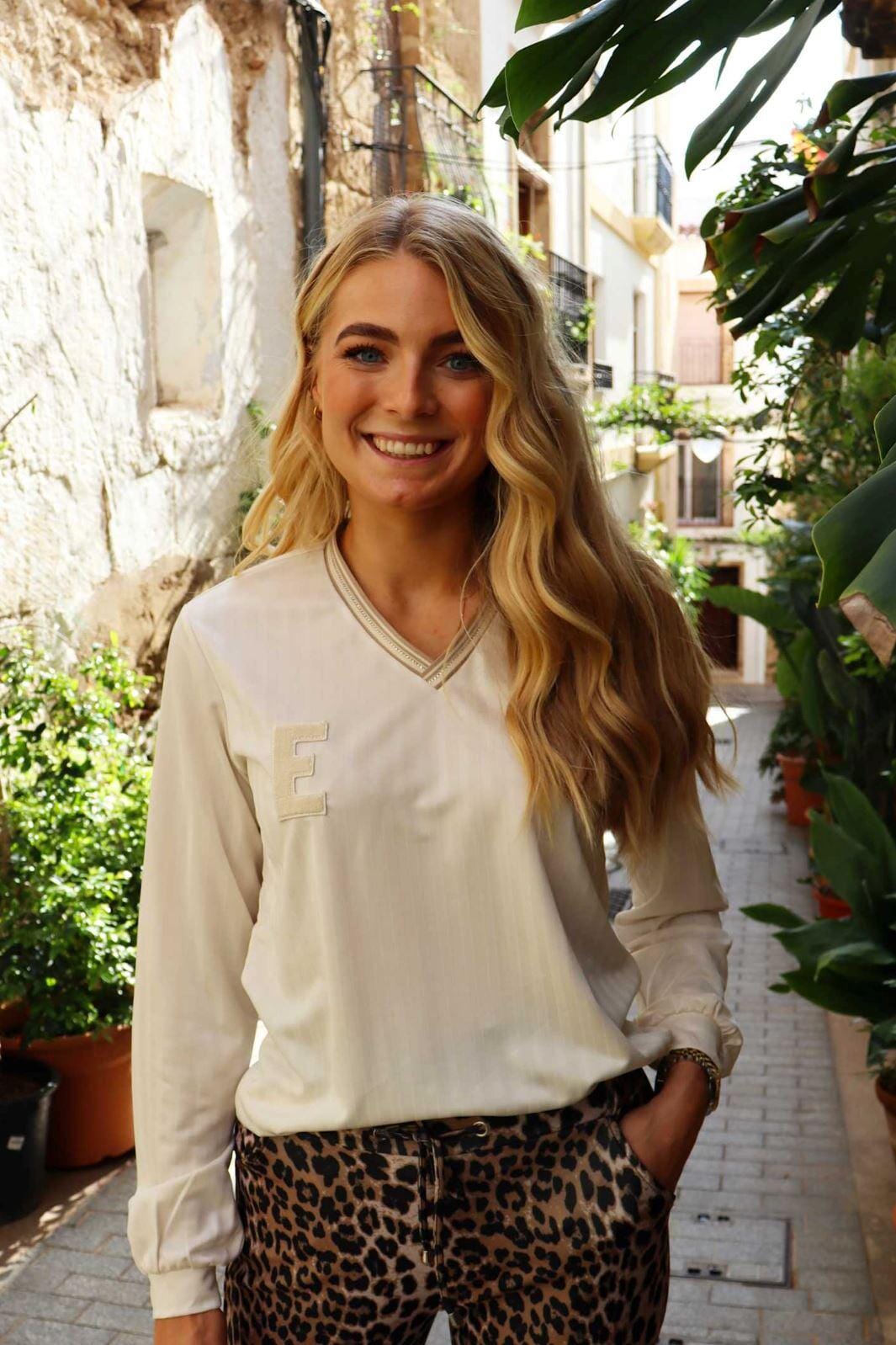 Liberte - Felia-Ls-Tshirt 22158 - Creme Simili Bluser