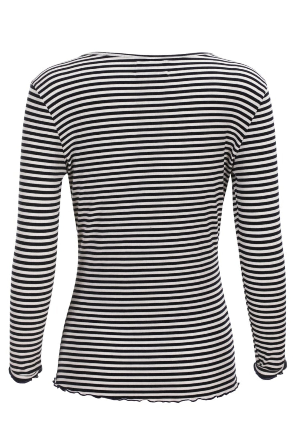 Forudbestilling - Liberte - Natalia Ls Round Neck Blouse - Black Creme Small Stripe Bluser