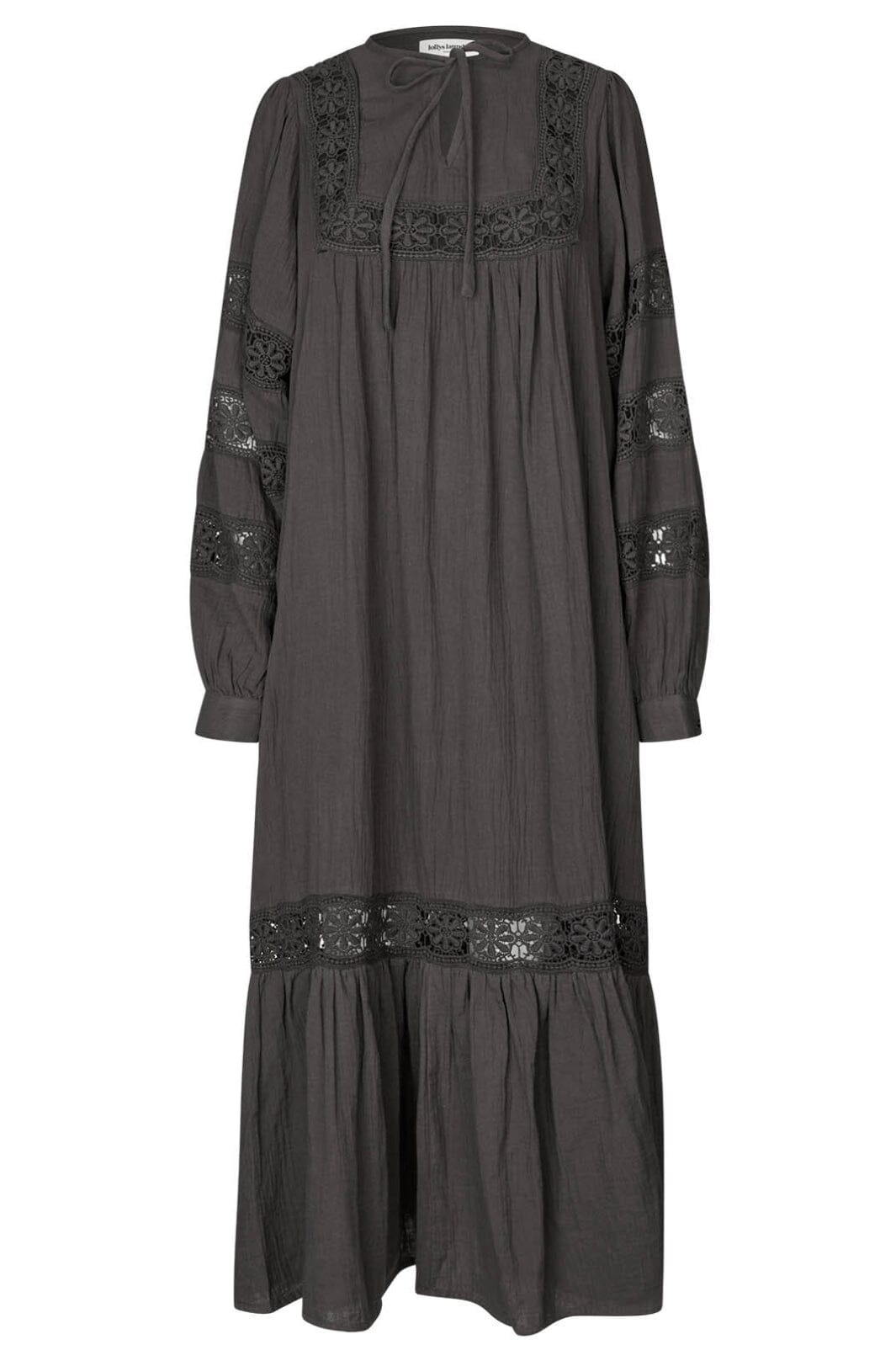 Forudbestilling - Lollys Laundry - Latourll Lace Maxi Dress Ls25409-3000 - 87 Dark Mokka Kjoler