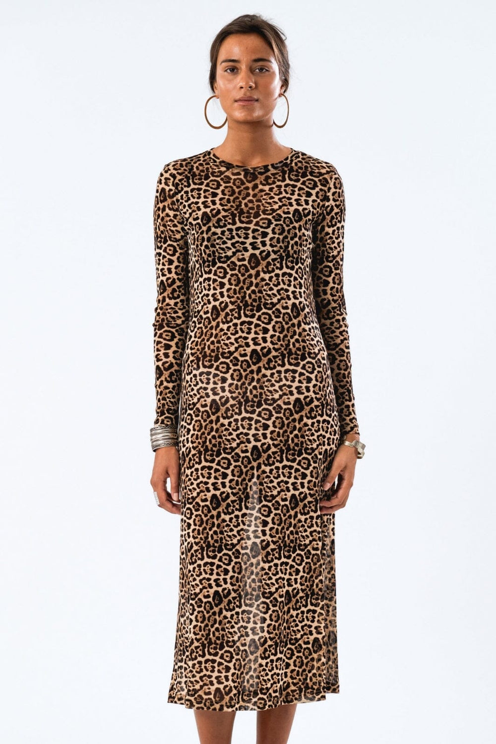 Forudbestilling - Lollys Laundry - Loganll Maxi Dress Ls - 72 Leopard Print Kjoler