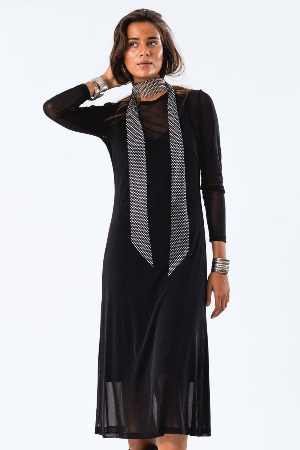 Forudbestilling - Lollys Laundry - Loganll Maxi Dress Ls - 99 Black Kjoler