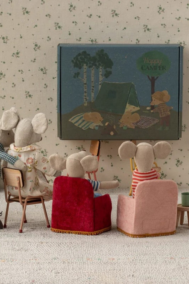 Maileg - Foldbar Stol, Mus - Rød - Mouse Furniture