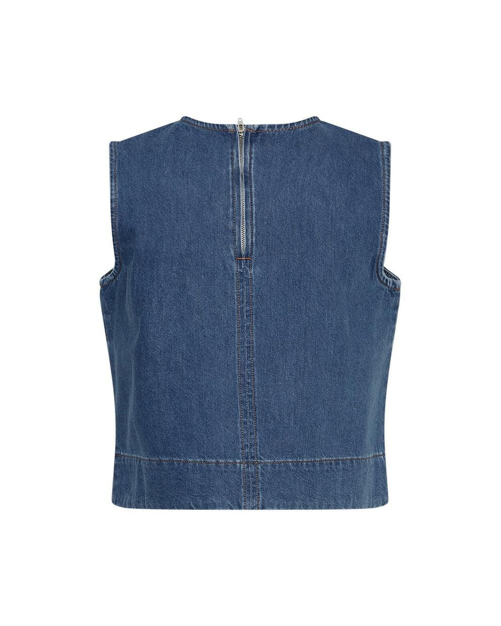 Forudbestilling - Moss Copenhagen - Mschjolene Elena Sl Top 19359 - Mid Blue Wash Toppe