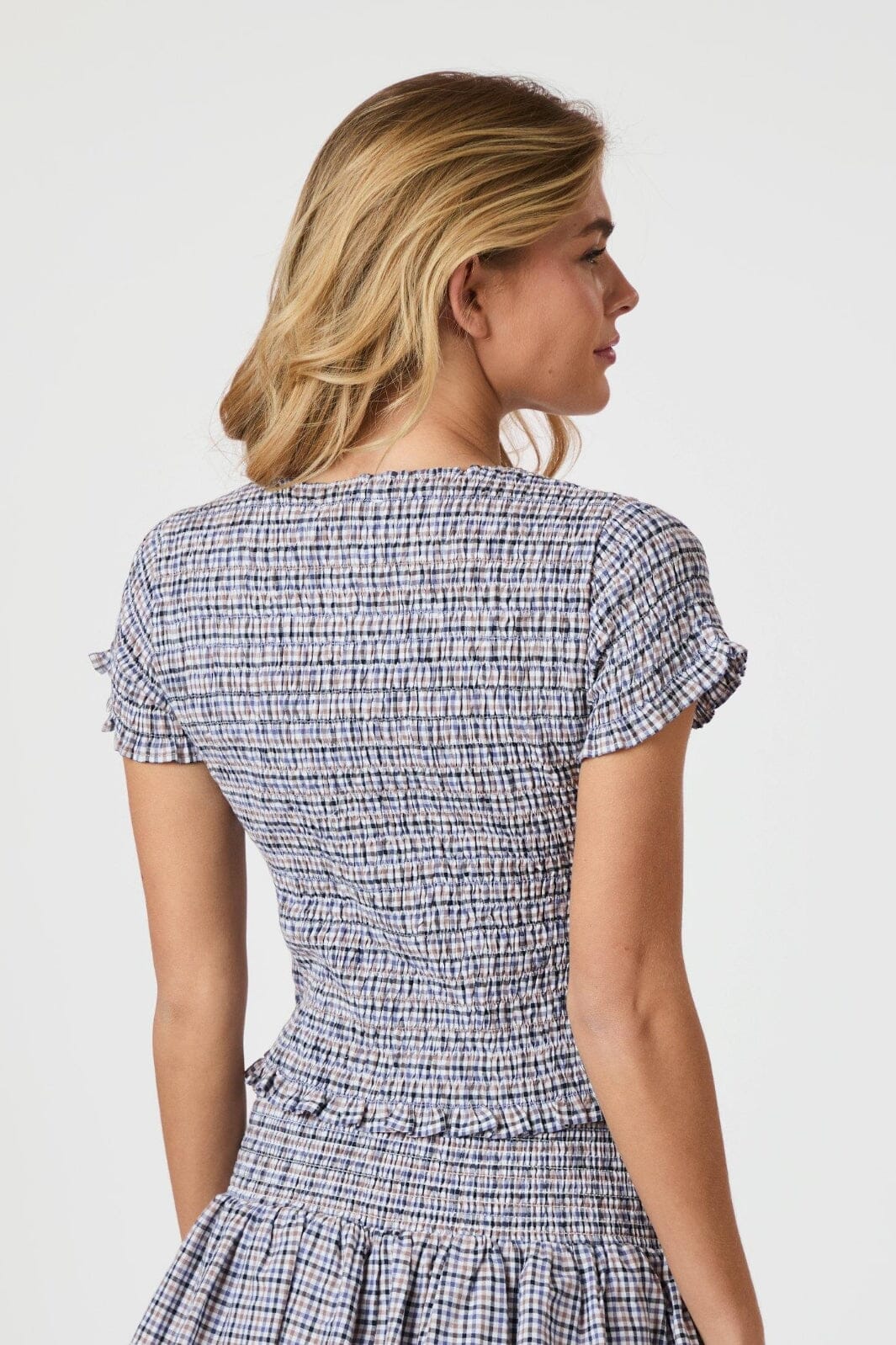 Neo Noir - Aletta Double Check Top 165123 - 140 - Blue