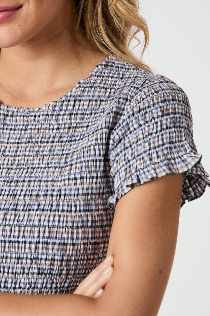 Neo Noir - Aletta Double Check Top 165123 - 140 - Blue