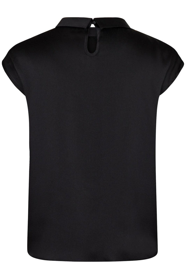 Forudbestilling - Neo Noir - Fleur Drapy Satin Blouse - 100 Black Bluser