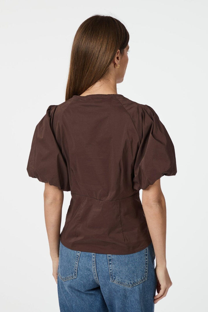 Neo Noir - Irina Poplin Blouse 162219 - 676 - Dark Brown