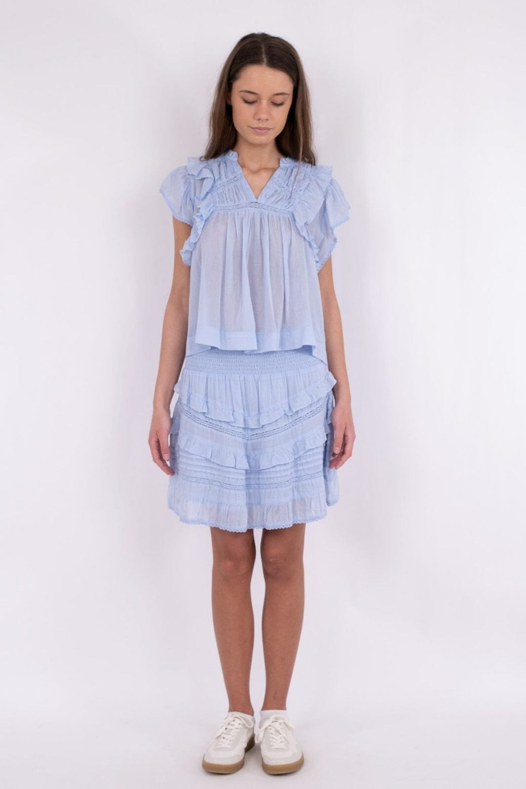 Forudbestilling - Neo Noir - Jayla S Voile Top - Light Blue (Juni) Bluser