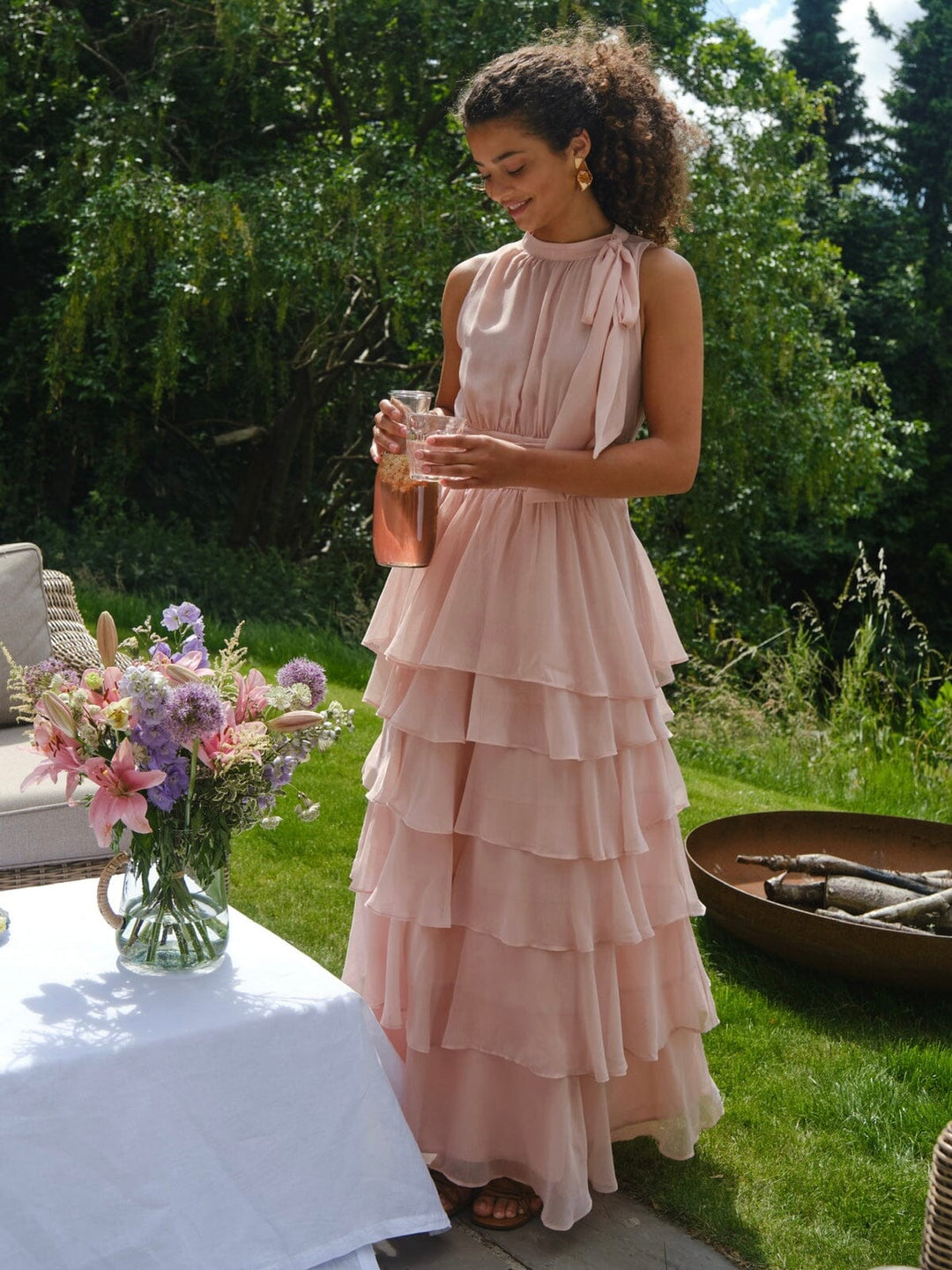 Forudbestilling - Neo Noir - Marli Solid Chiffon Dress 165640 - 165 - Rose Kjoler