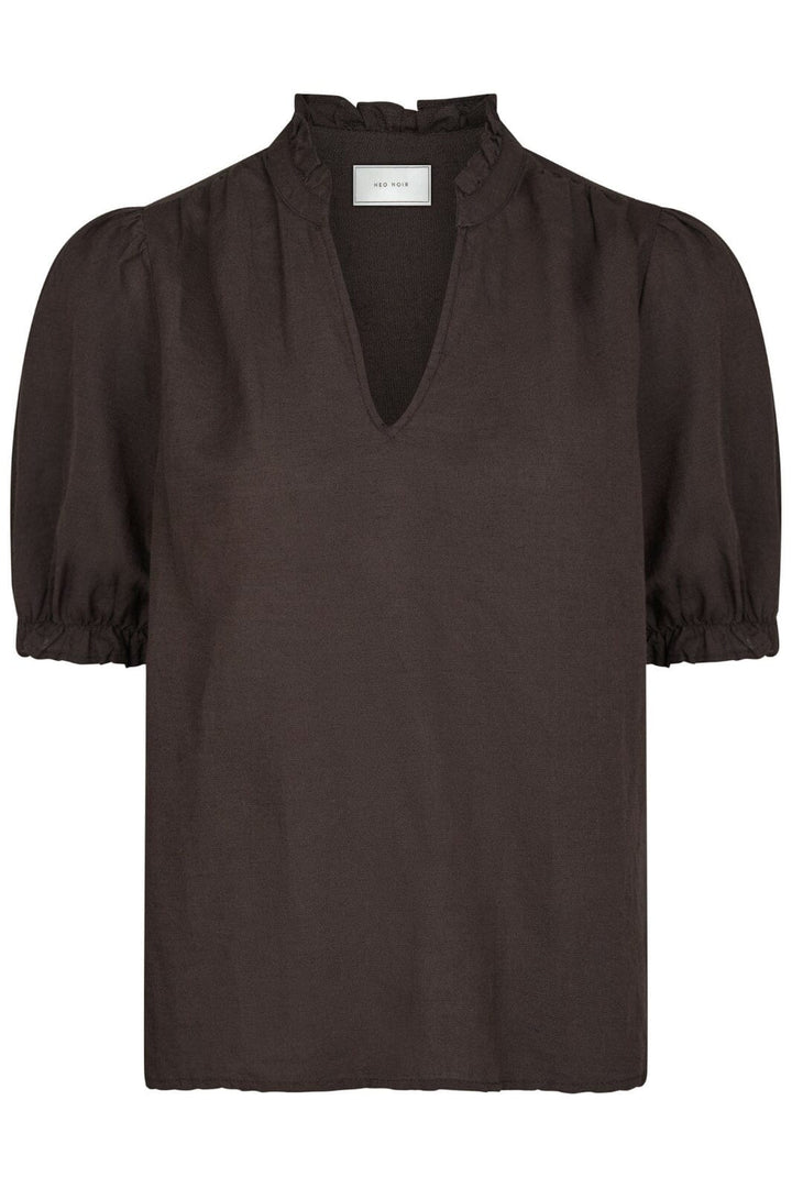 Neo Noir - Odesa Linen Blouse 160264 - 676 - Dark Brown