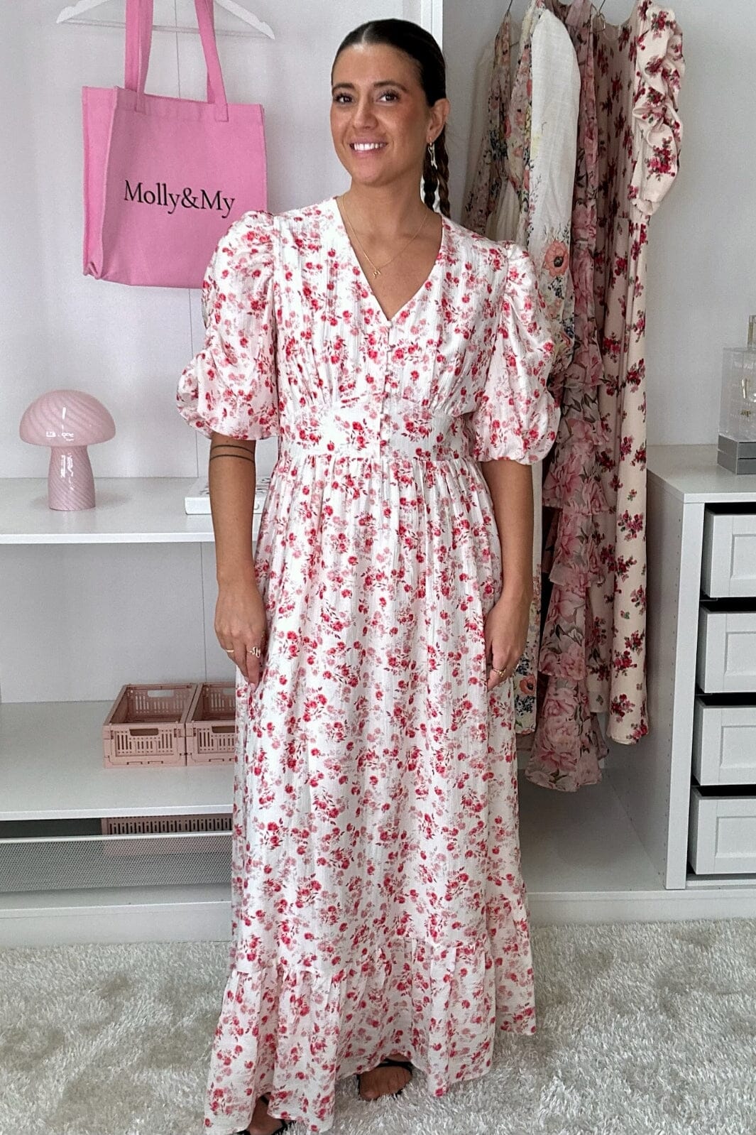 Forudbestilling - Neo Noir - Rilana Pretty Flower Dress 162997 - 160 - Red Kjoler