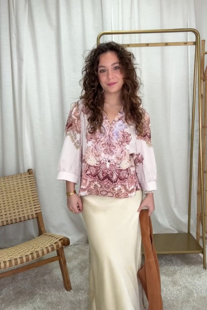 Forudbestilling - Neo Noir - Roselle Artist Paisley Blouse 165558 - 124 - Ivory Bluser