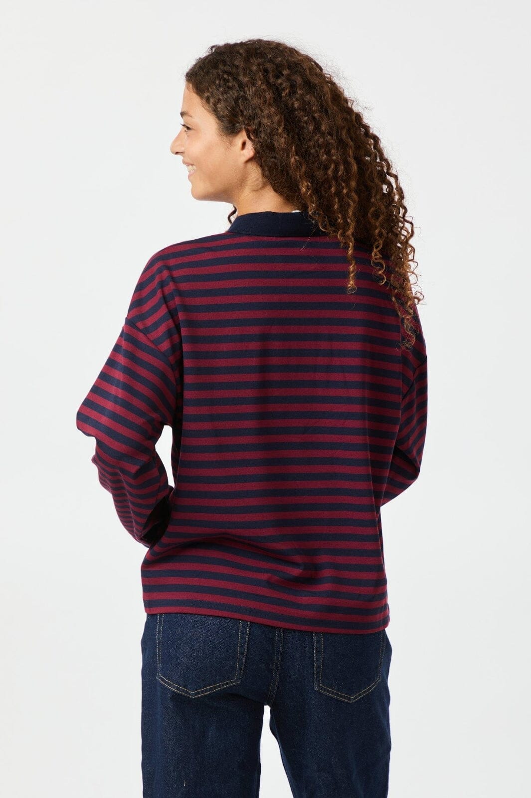 Forudbestilling - Neo Noir - Sara Wide Stripe Polo Blouse 164258 - Navy Bluser