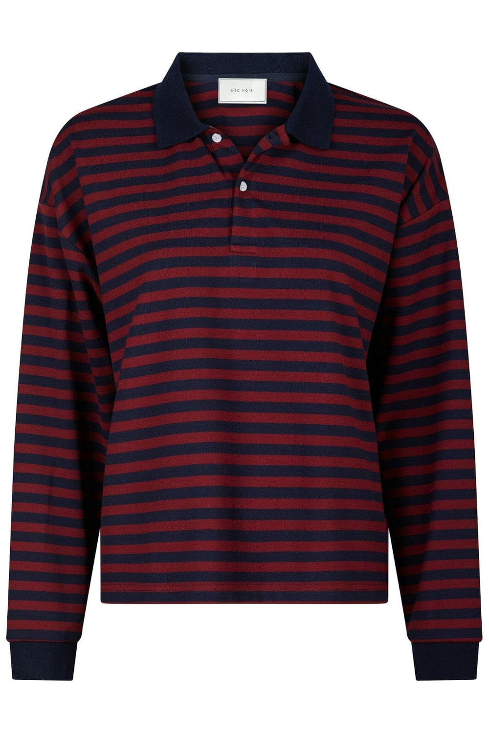 Forudbestilling - Neo Noir - Sara Wide Stripe Polo Blouse 164258 - Navy Bluser