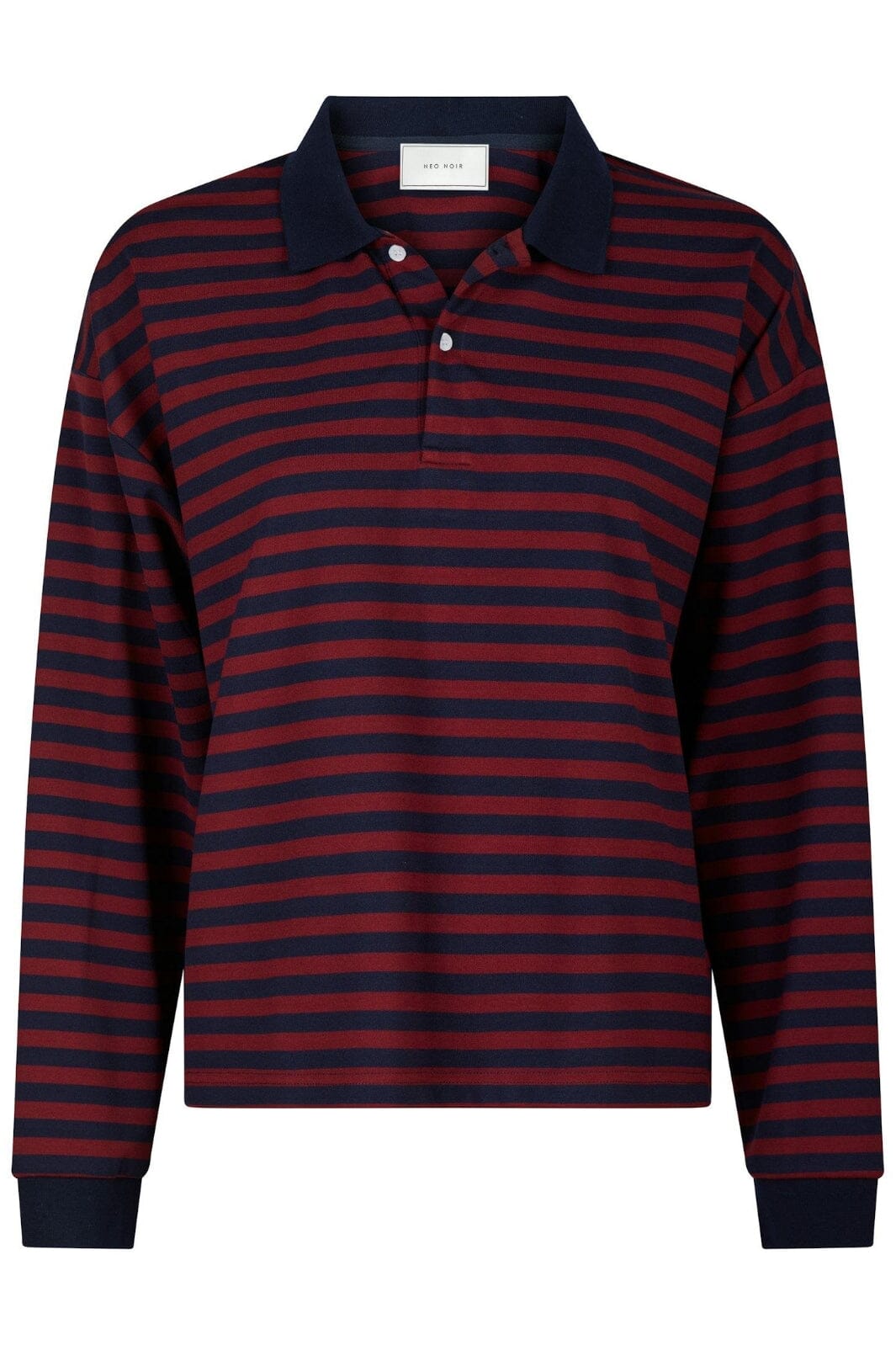 Forudbestilling - Neo Noir - Sara Wide Stripe Polo Blouse 164258 - Navy Bluser
