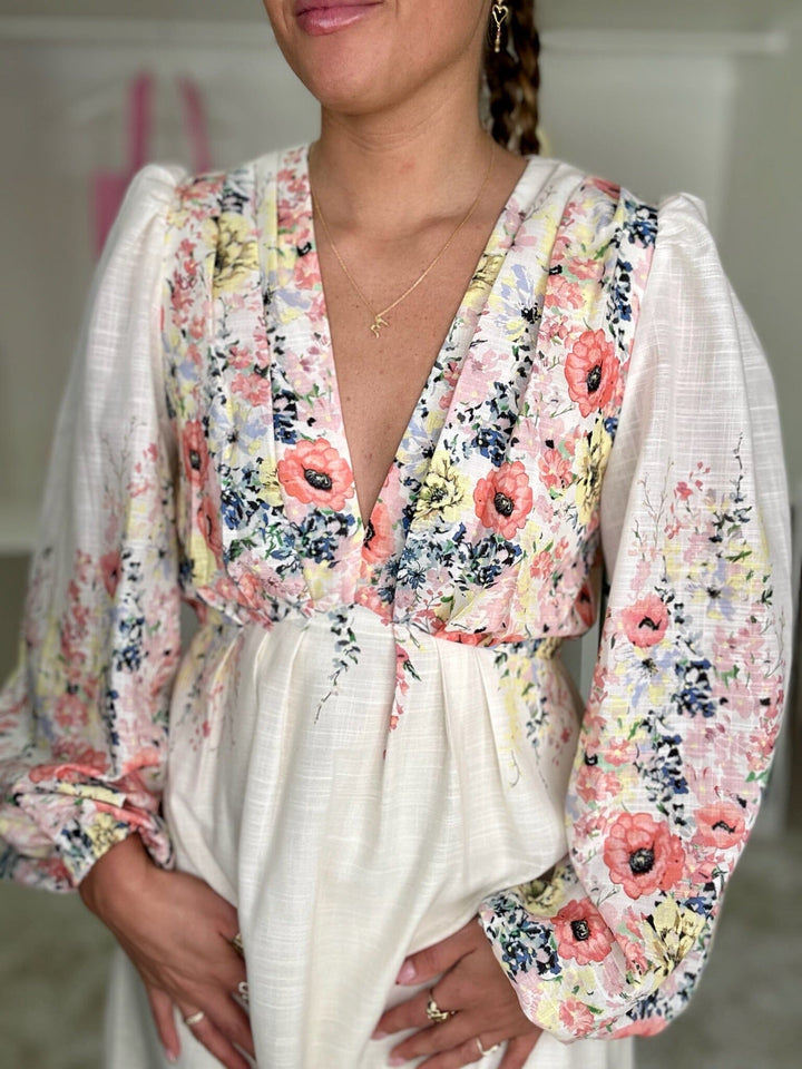 Forudbestilling - Neo Noir - Silfi Flower Print Dress 164828 - 122 - Creme Kjoler