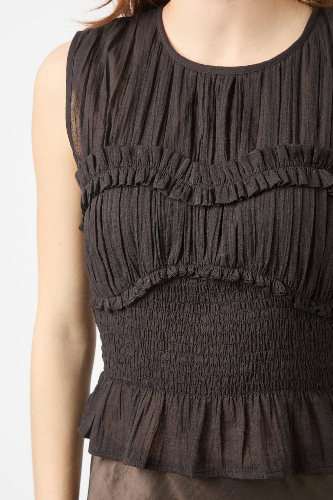 Neo Noir - Tiril S Voile Top 166128 - 676 - Dark Brown