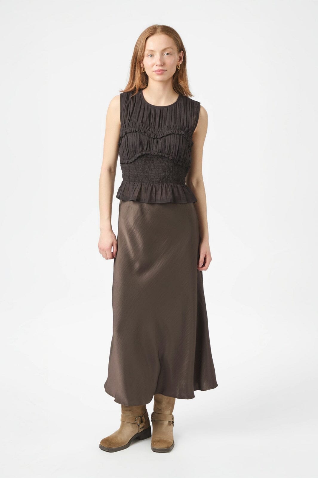 Neo Noir - Tiril S Voile Top 166128 - 676 - Dark Brown