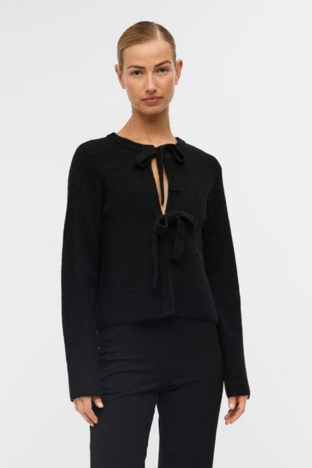 Forudbestilling - Object - Objparvi Knit Cardigan 130 - 4447396 Black Melange Cardigans