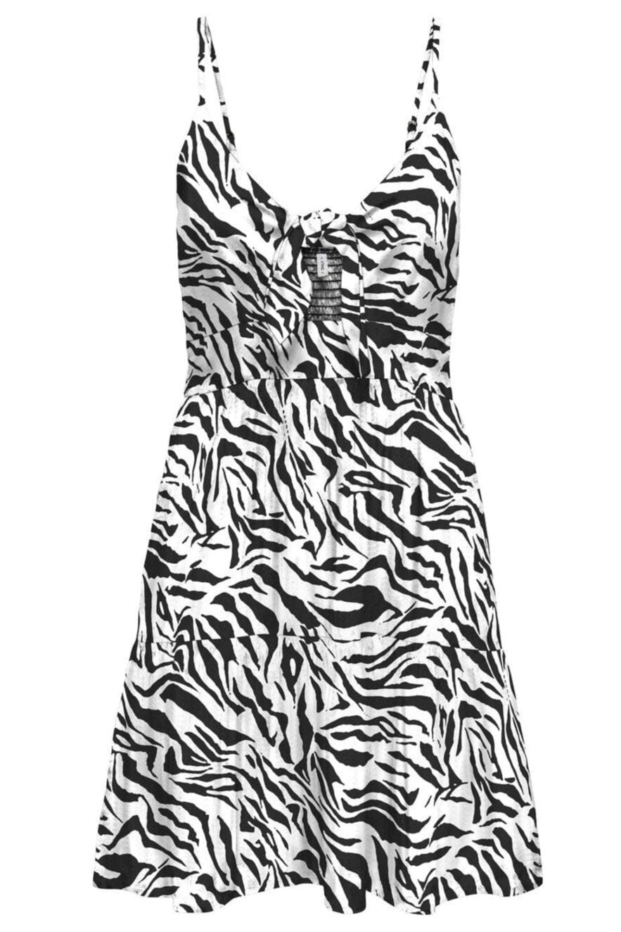 Only - Onljennie S/L Knot Short Dress Ox - 4948115 Black Zebra