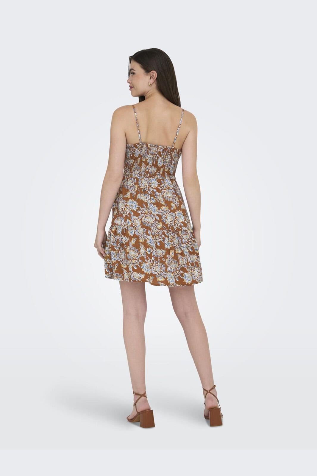 Only - Onljennie S/L Knot Short Dress Ox - 4948116 Apricot Orange Flowers