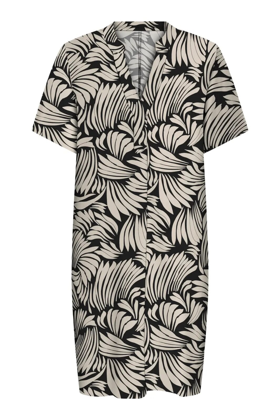 Forudbestilling - Only - Onlsusi Life Ss V-Neck Tunic Dress Wnn - 4881760 Black Sway Leaves