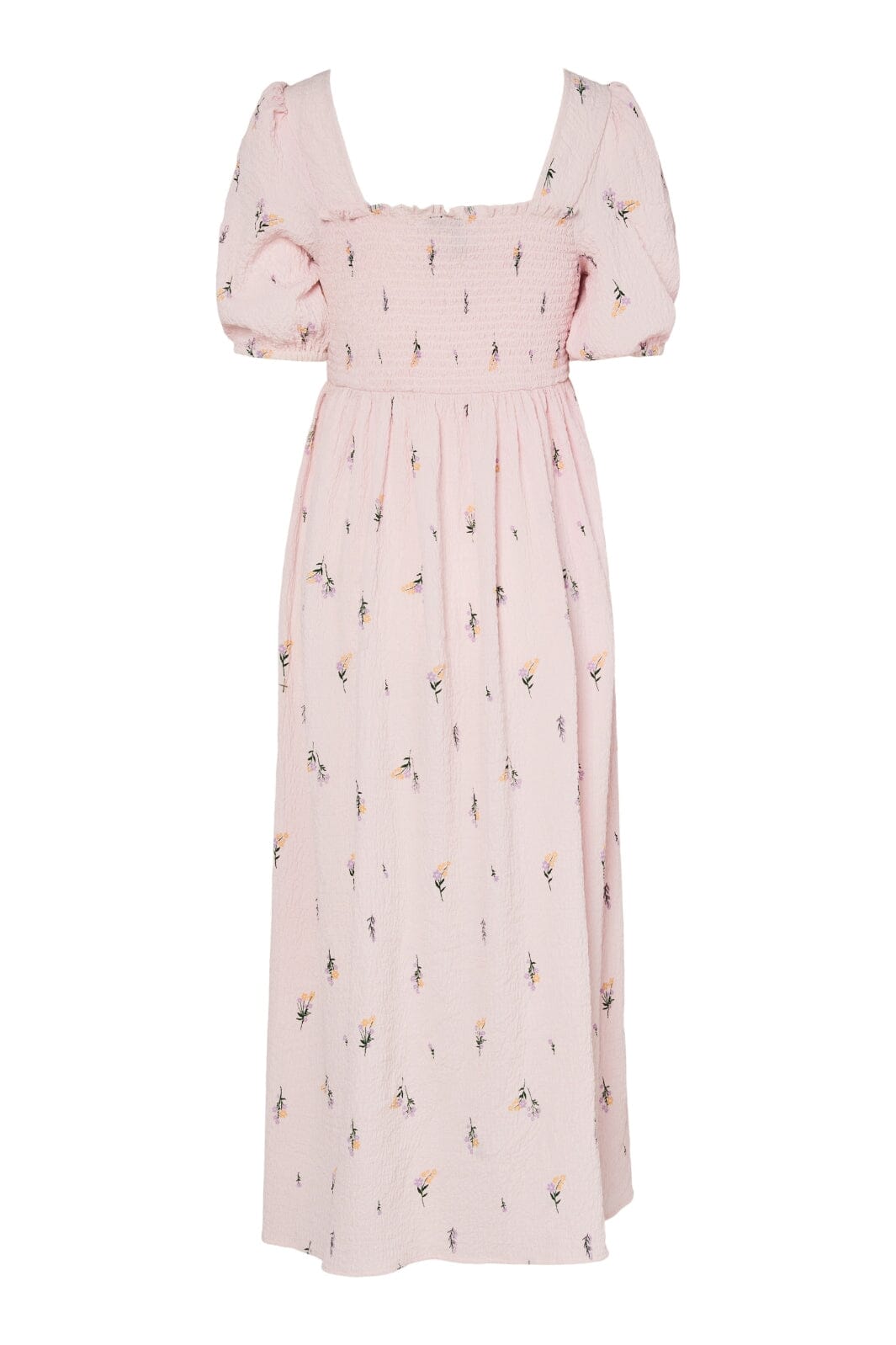 Pieces - Pcjeo Ss Square Neck Midi Dress - 4952979 Pink Tulle Flowers