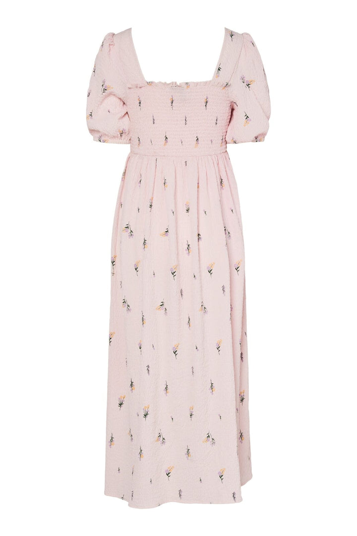 Pieces - Pcjeo Ss Square Neck Midi Dress - 4952979 Pink Tulle Flowers