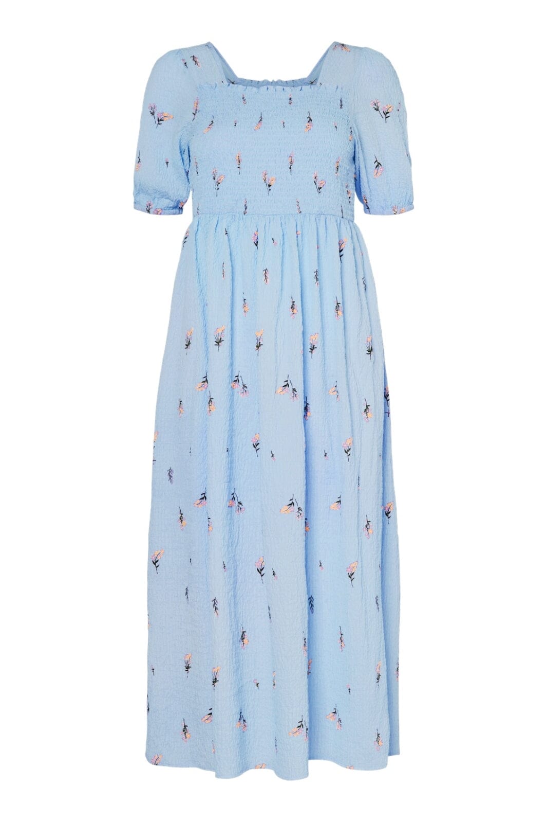 Pieces - Pcjeo Ss Square Neck Midi Dress - 4952980 Cashmere Blue Flowers