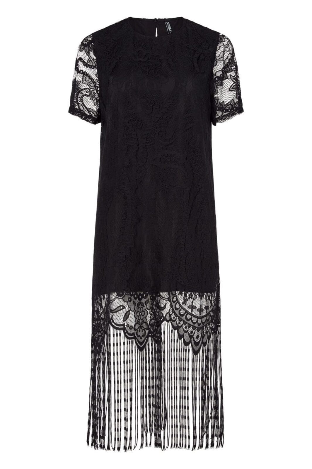 Pieces - Pcmary Ss Short Fringe Dress - 4944876 Black
