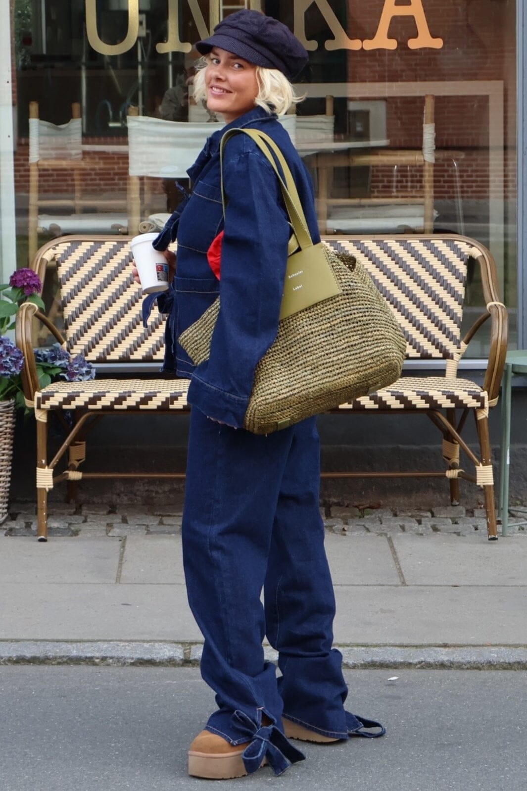 Forudbestilling - Pieces - Pcofelia Bow Denim Pants Fsy - 4748774 Medium Blue Denim Black Satin Bow Jeans