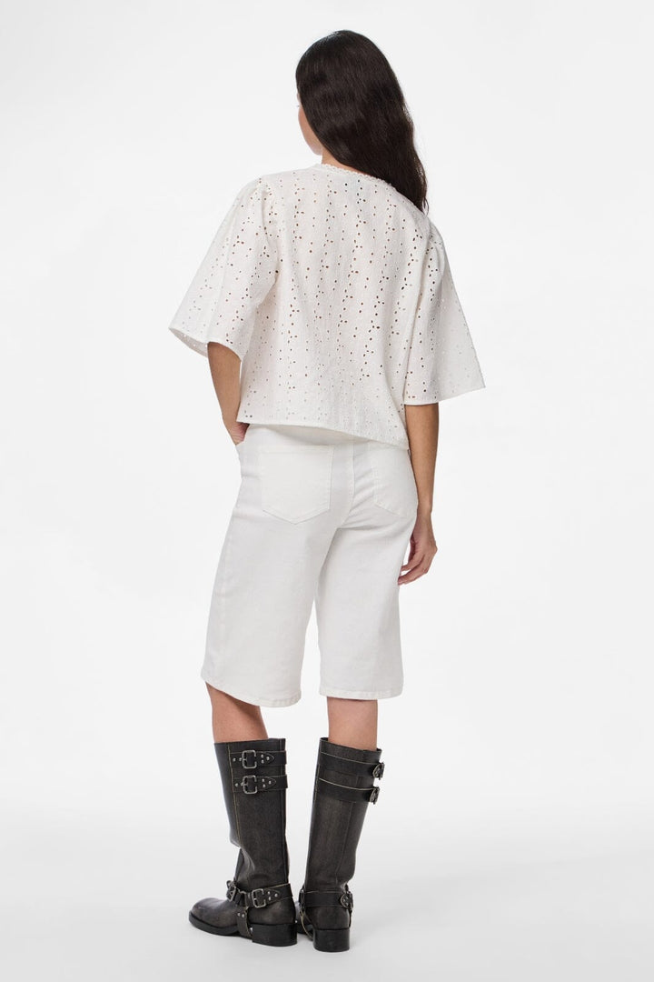 Pieces - Pctyla 2/4 V-Neck Tie Top Pp - 4935352 Cloud Cream