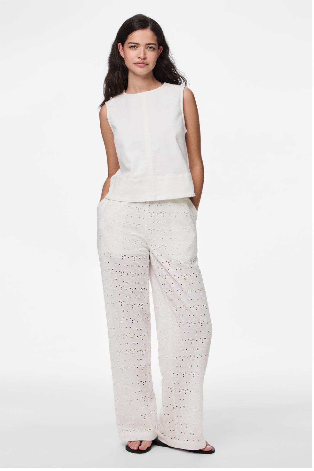 Pieces - Pctyla Wide Pants Pp - 4935355 Cloud Cream