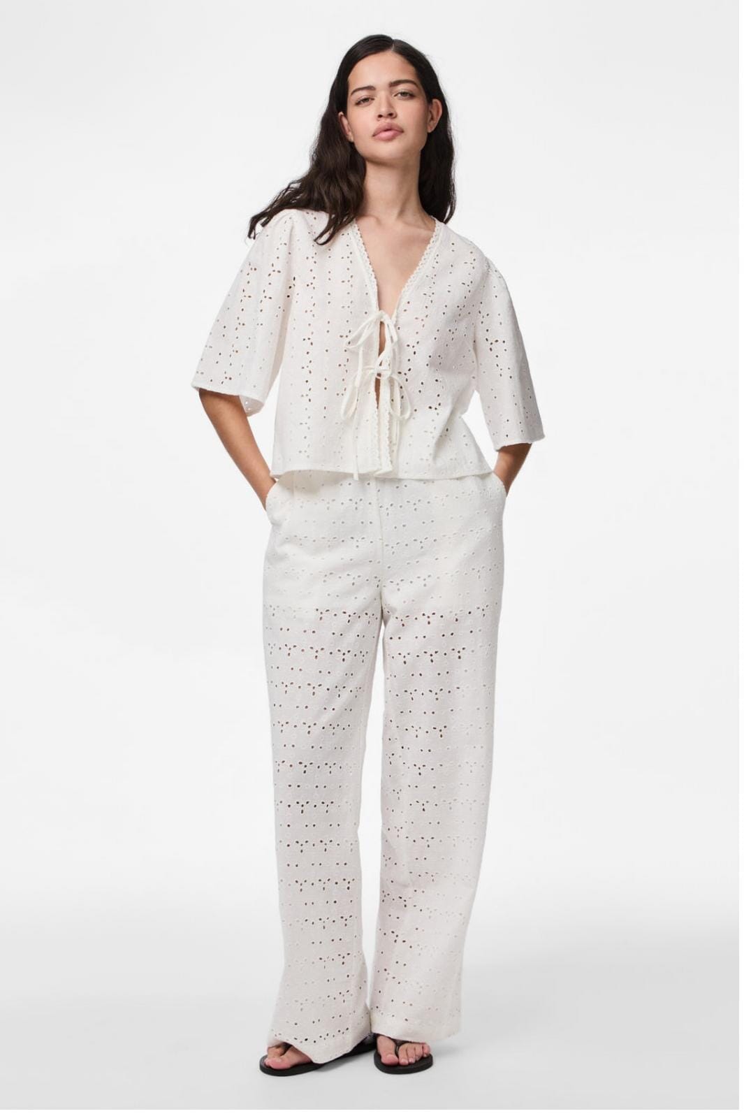 Pieces - Pctyla Wide Pants Pp - 4935355 Cloud Cream