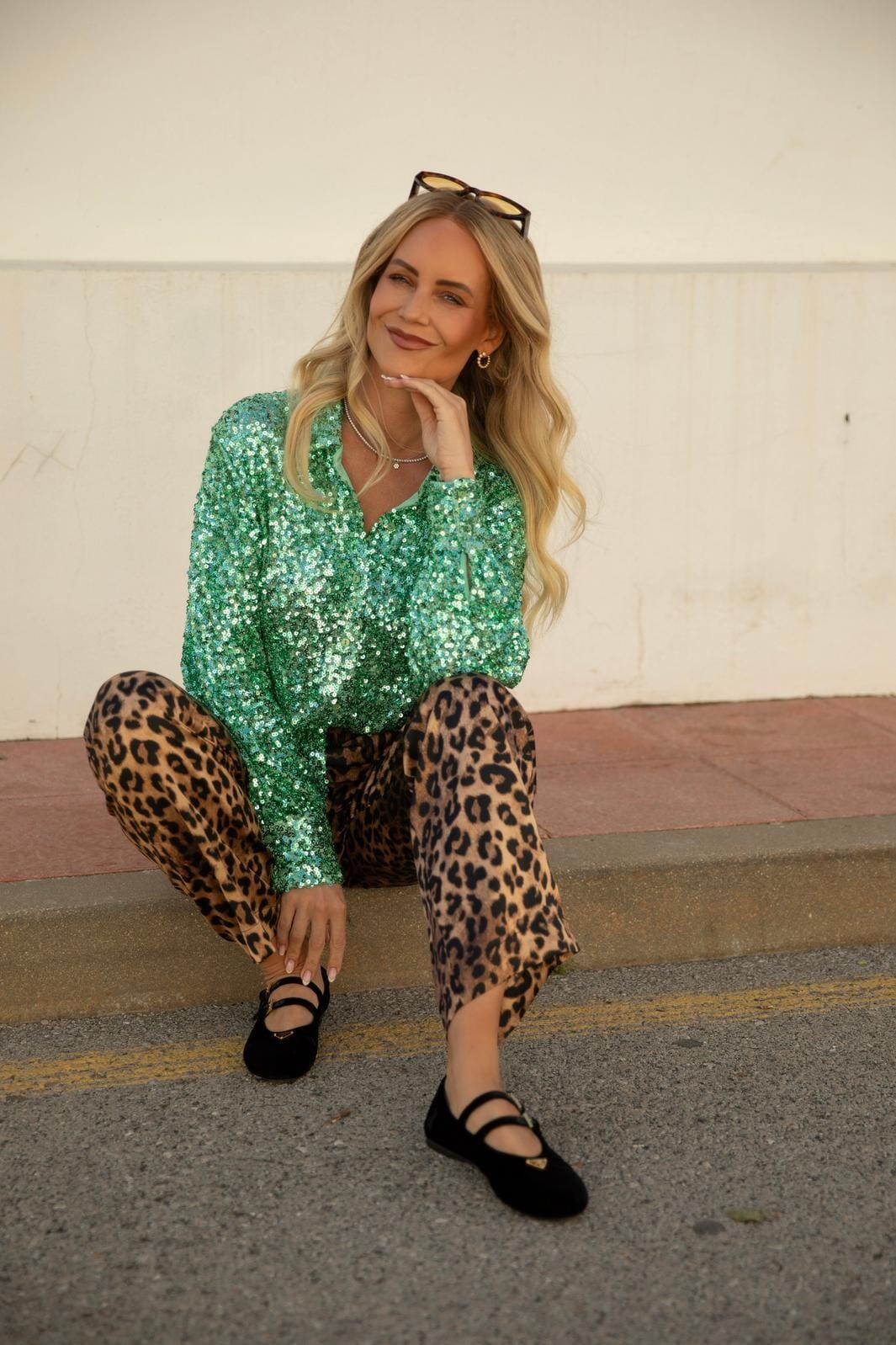 Forudbestilling - Valentin Studio - Classy Sequins Shirt 163336 - 153 - Mint Skjorter