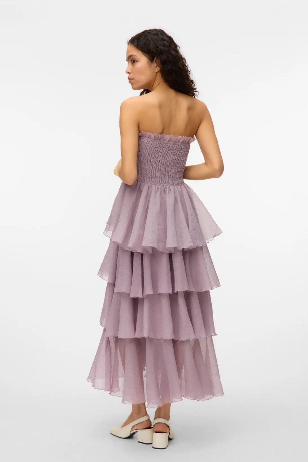 Vero Moda - Vmdelilah Sl Smock Ruffle Dress - 4830817 Elderberry