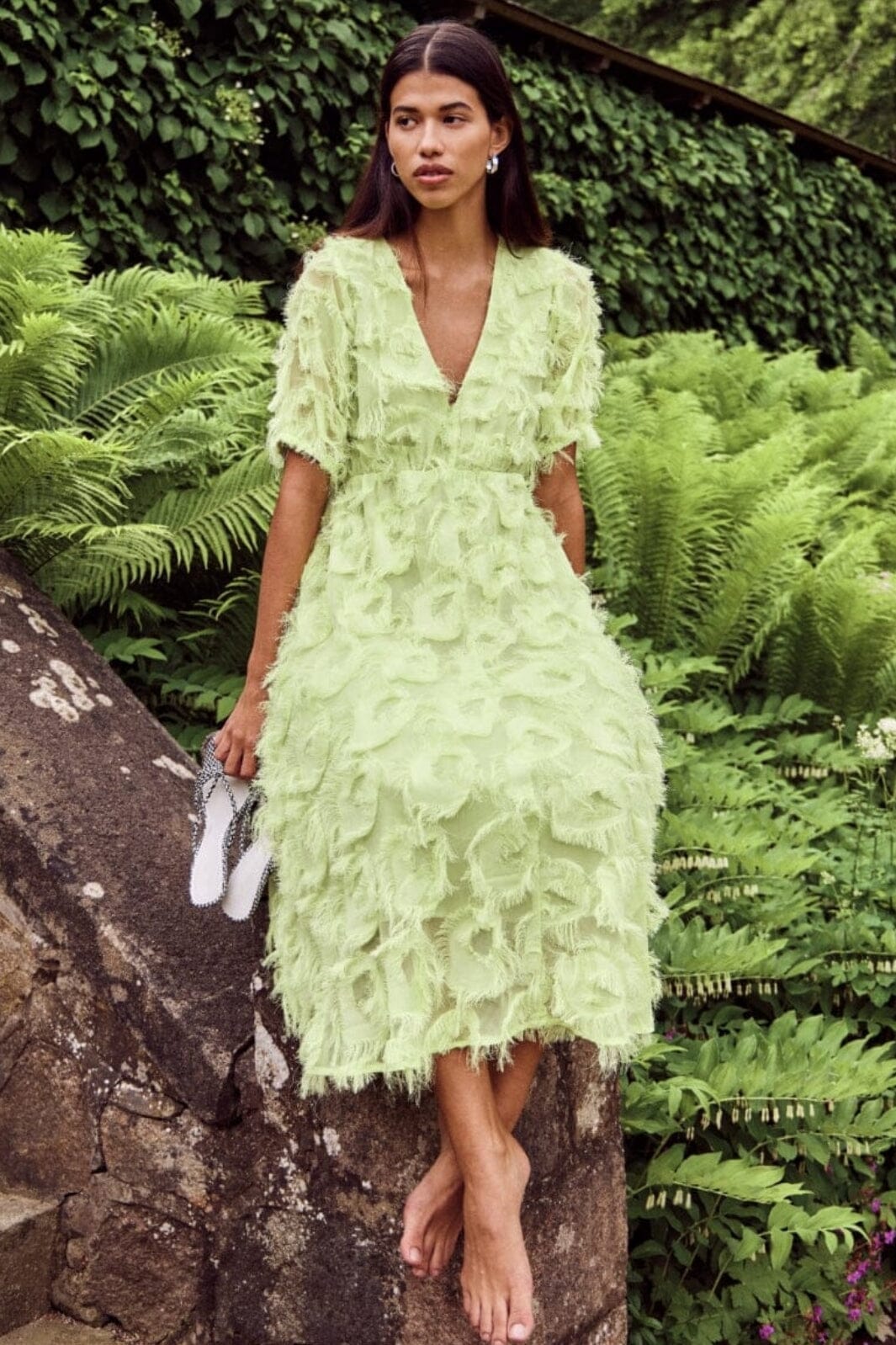 Forudbestilling - Y.A.S - Yaspazylla 3/4 Midi Dress Show - Opaline Green - (Marts) Kjoler