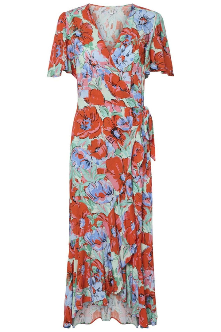 Forudbestilling - Y.A.S - Yassirima Ss Wrap Long Dress - 4778124 Cherry Tomato Sirima Aop Kjoler
