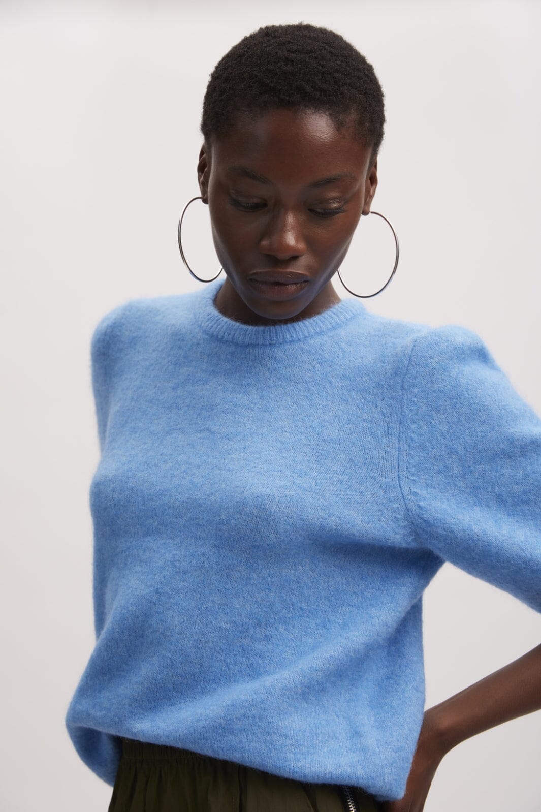 Gestuz - AlphaGZ tee - Malibu Blue Melange Strikbluser