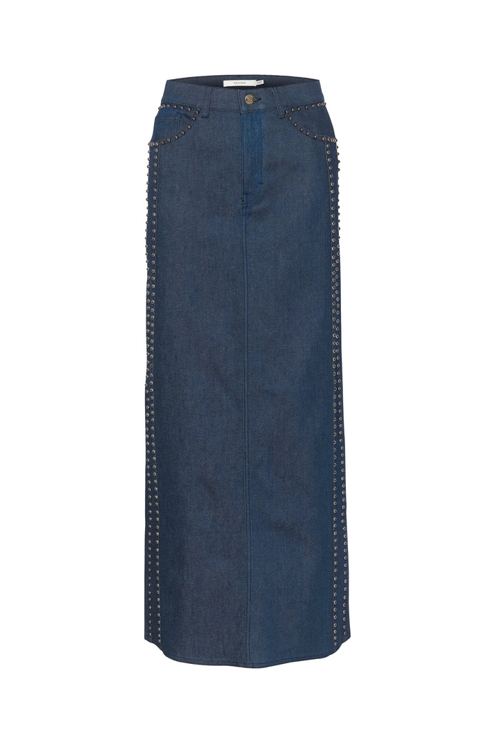 Gestuz - RockieGZ HW long skirt - Dark blue Unwashed Nederdele