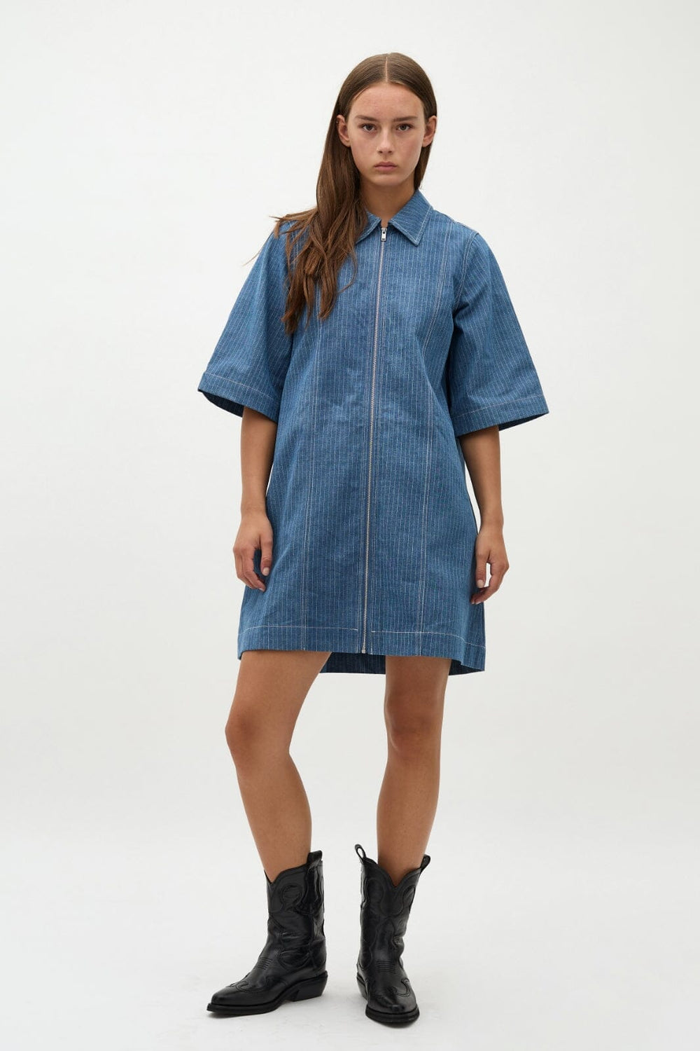 Global Funk - Mira Zip-G - P62 Blue Pinstripe Kjoler